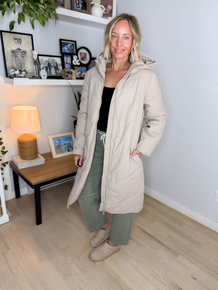 ONLY Rikka Water Repellant Puffer Coat- COOL TAUPE