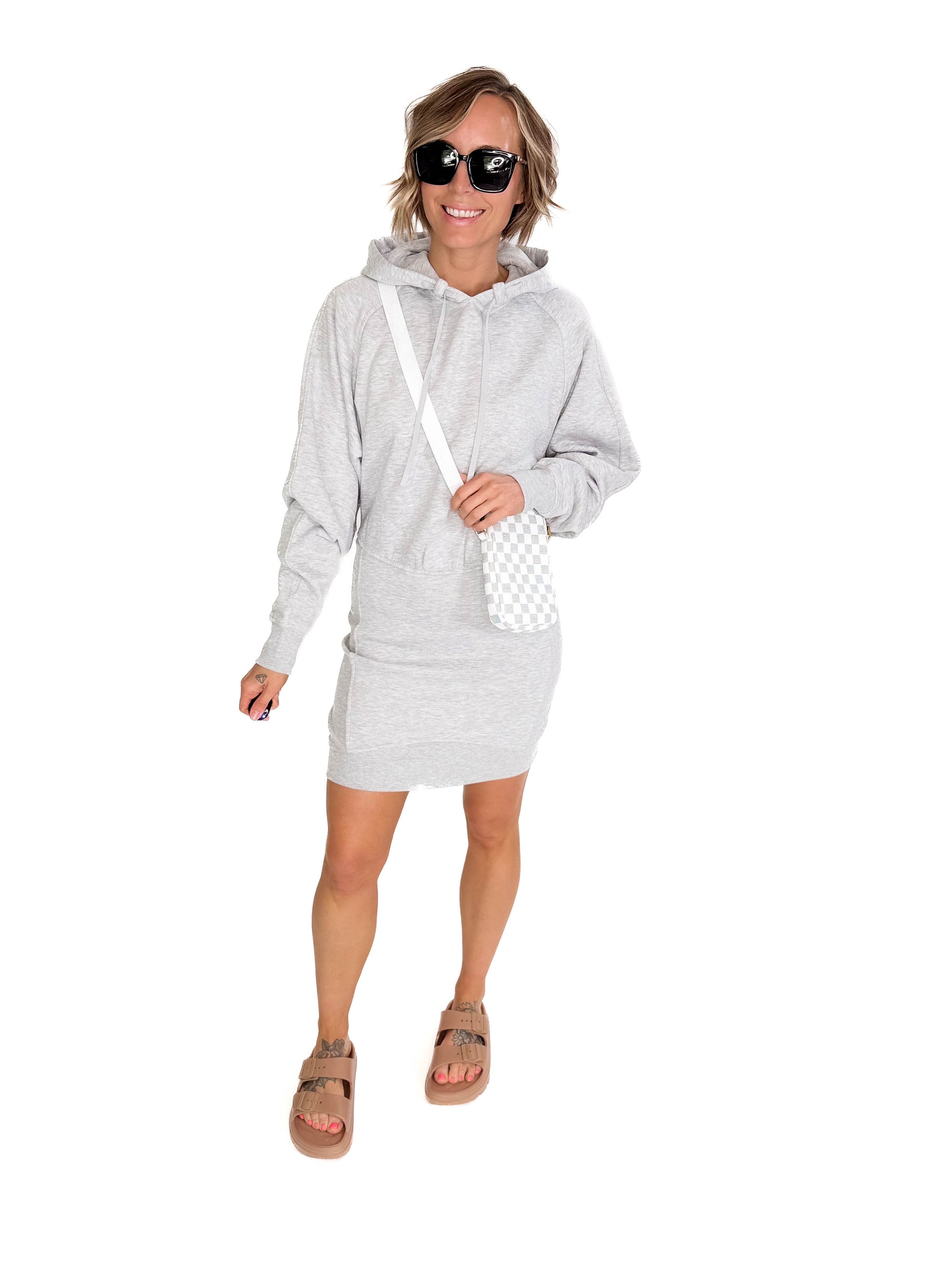 Cora Hoodie Dress- HEATHER GREY