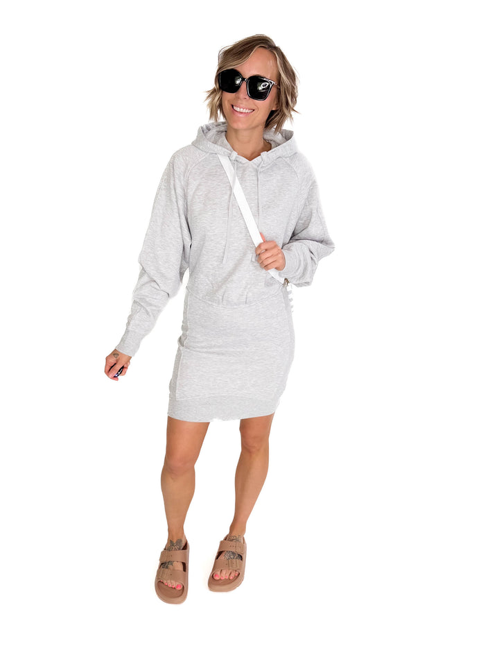 Cora Hoodie Dress- HEATHER GREY-FINAL SALE