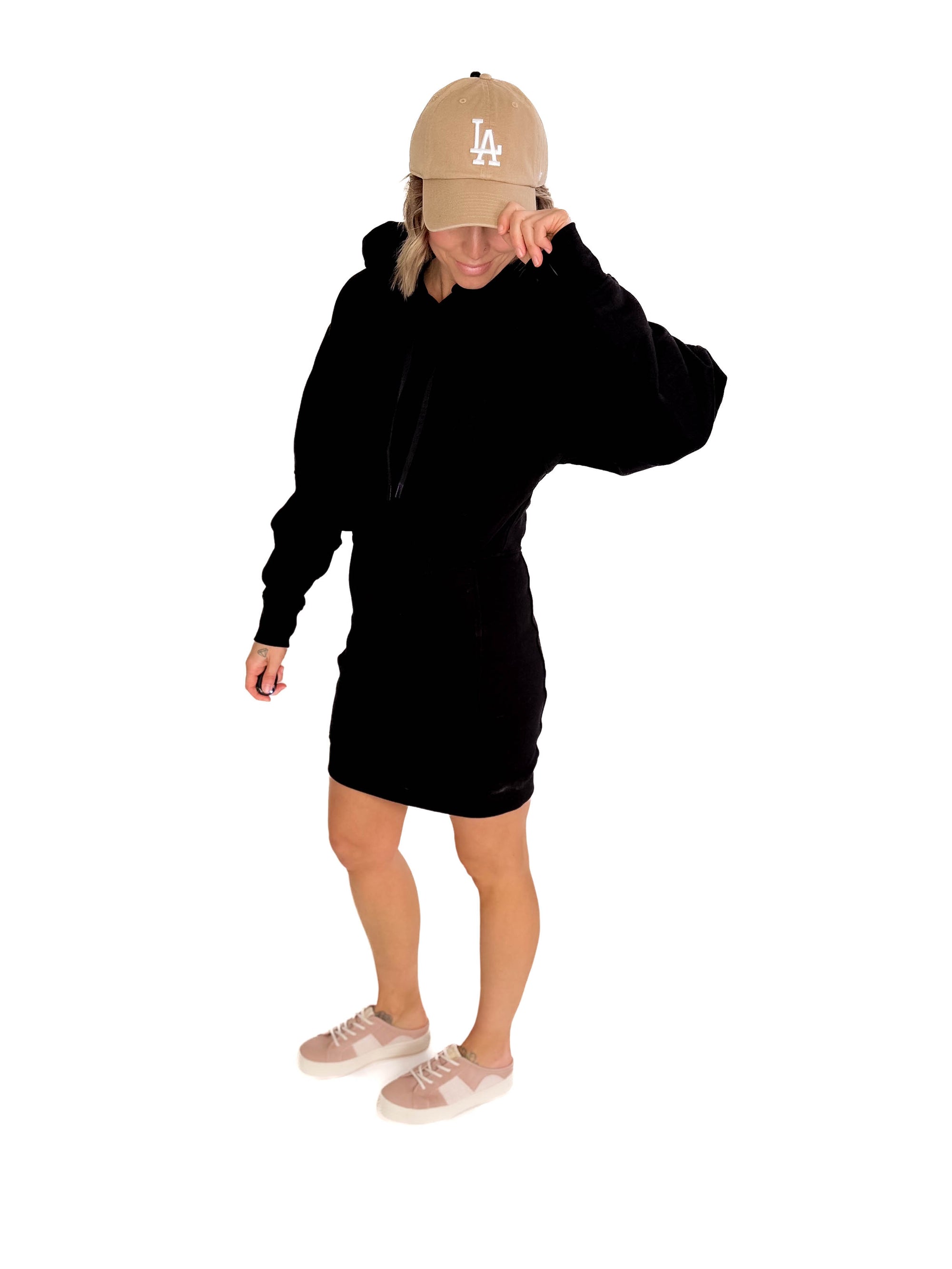 Cora Hoodie Dress- BLACK