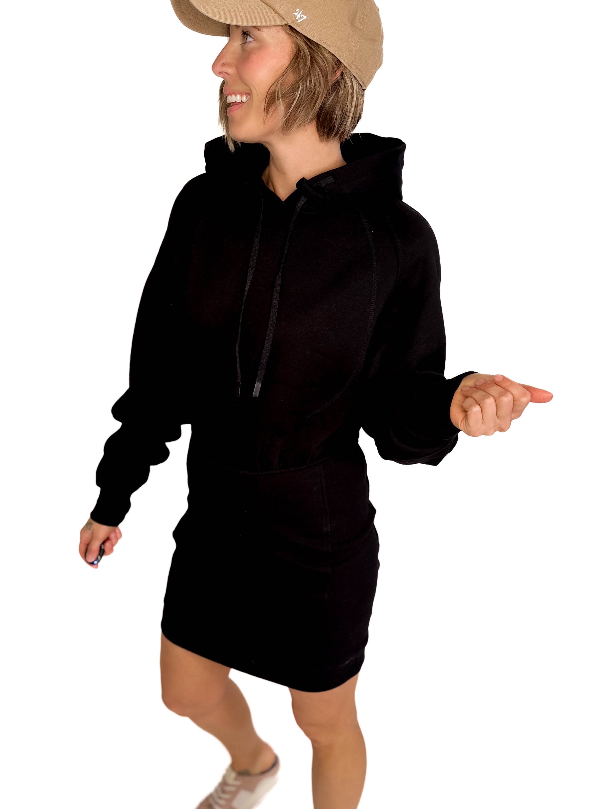 Cora Hoodie Dress- BLACK