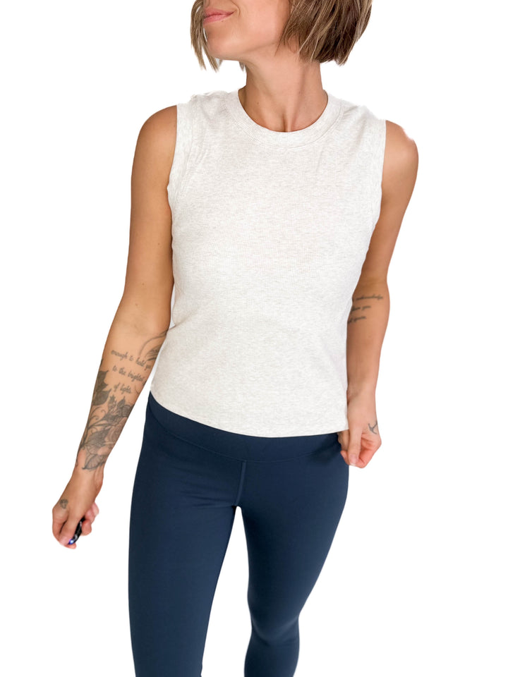 Shoreline Crewneck Tank- MARBLE OAT-FINAL SALE