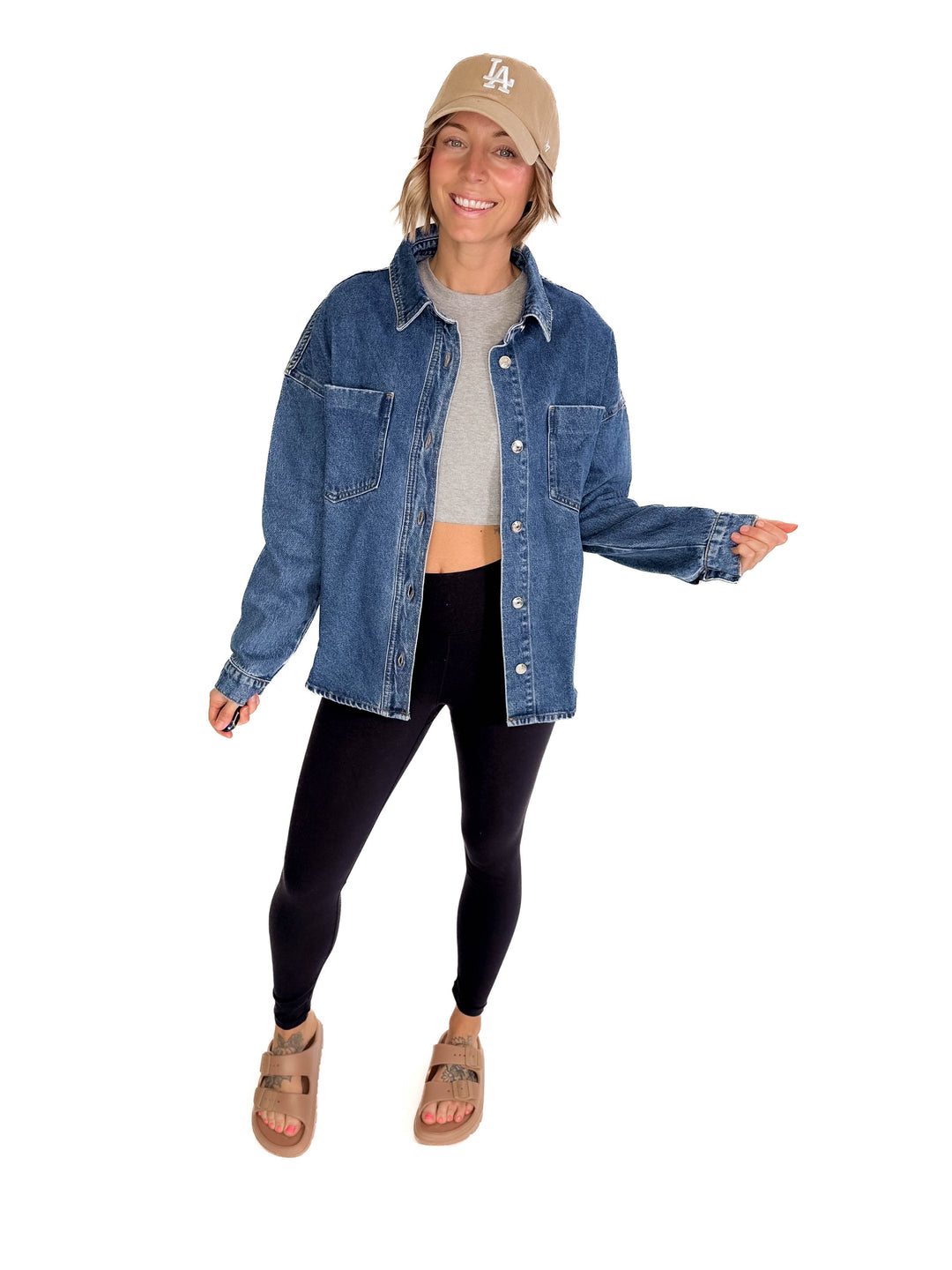Elara Cap Elara Hat For Sale Elara Button Down Denim Jacket- DARK
