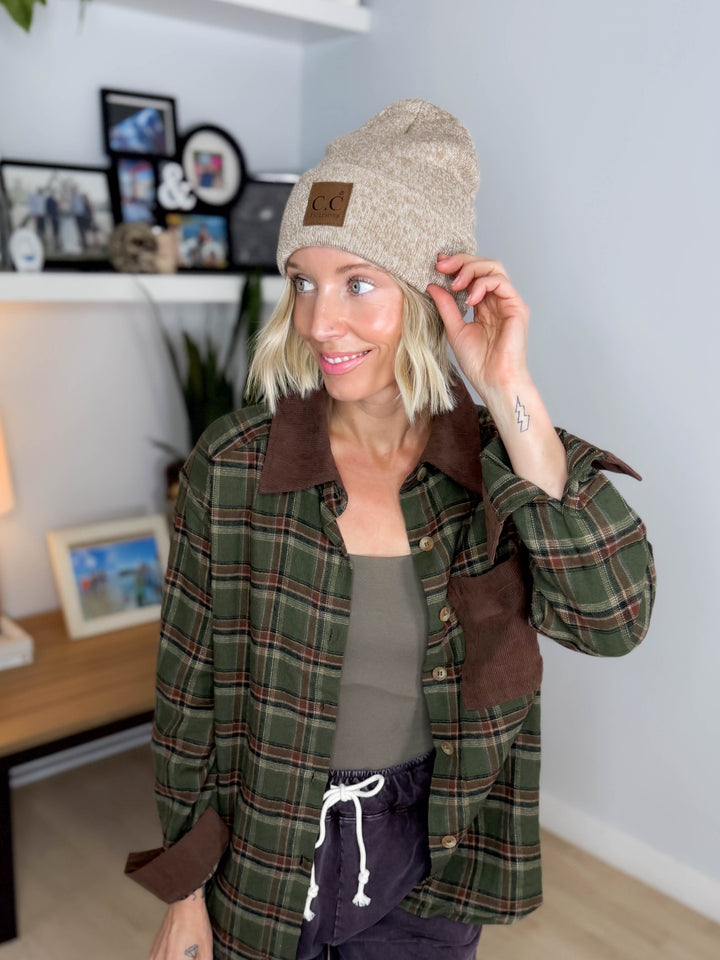 CC Classic Beanie- DARK BEIGE MIX