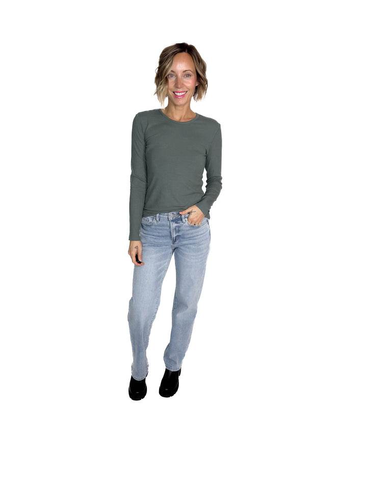 Indie Ribbed Long Sleeve- SMOKEY OLIVE