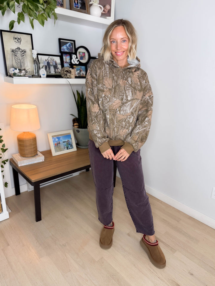 Britta Camo Fleece Hoodie- BROWN