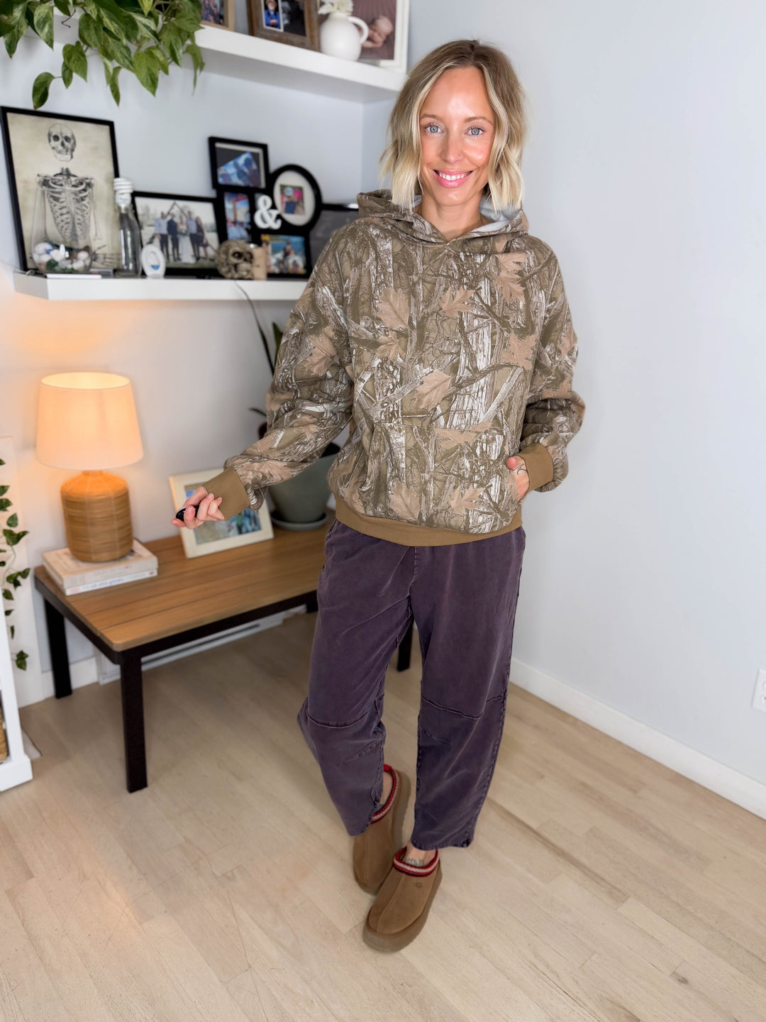 Britta Camo Fleece Hoodie- BROWN