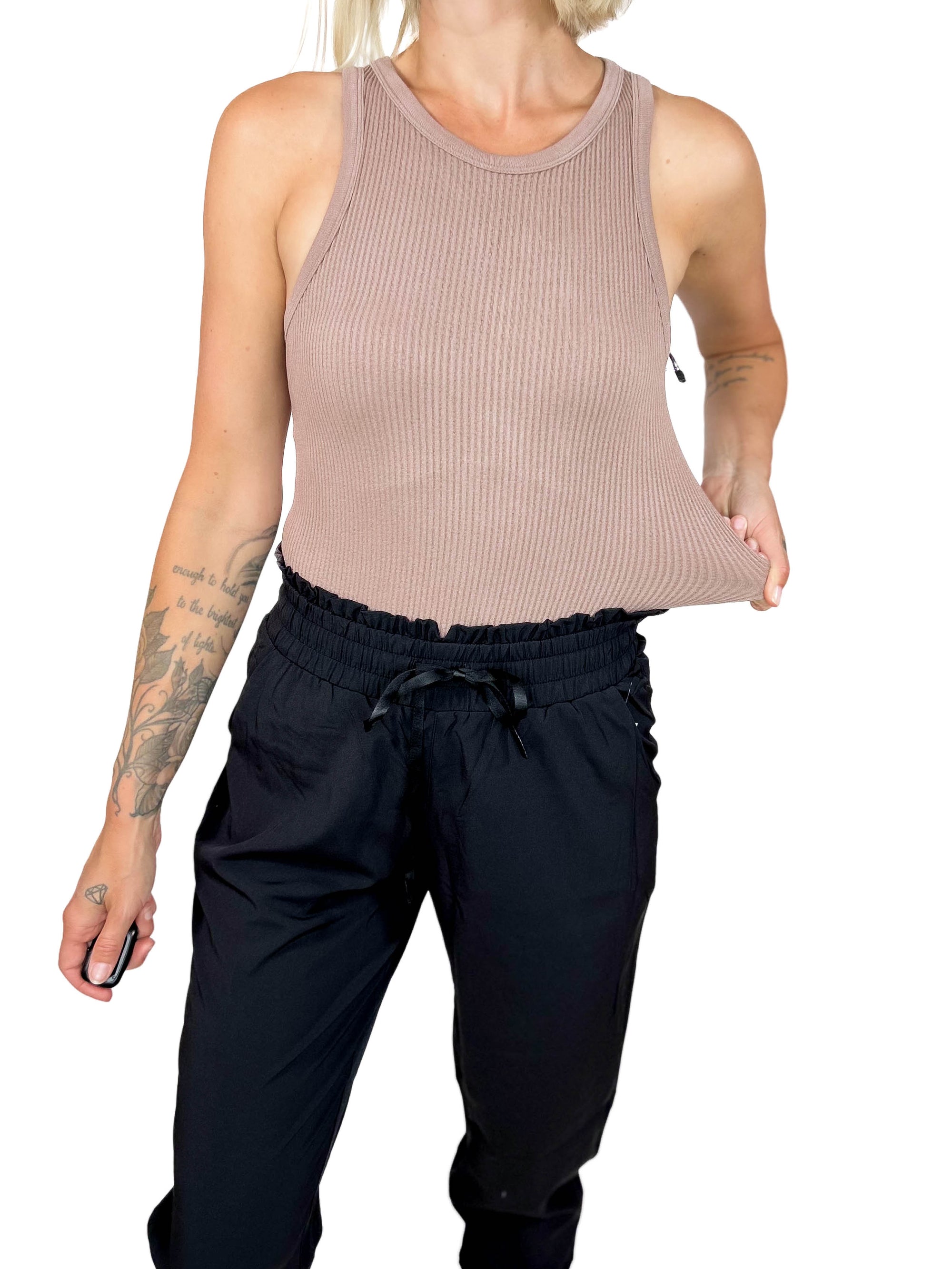 Essential Premium Ribbed Seamless Bodysuit- TAUPE-FINAL SALE