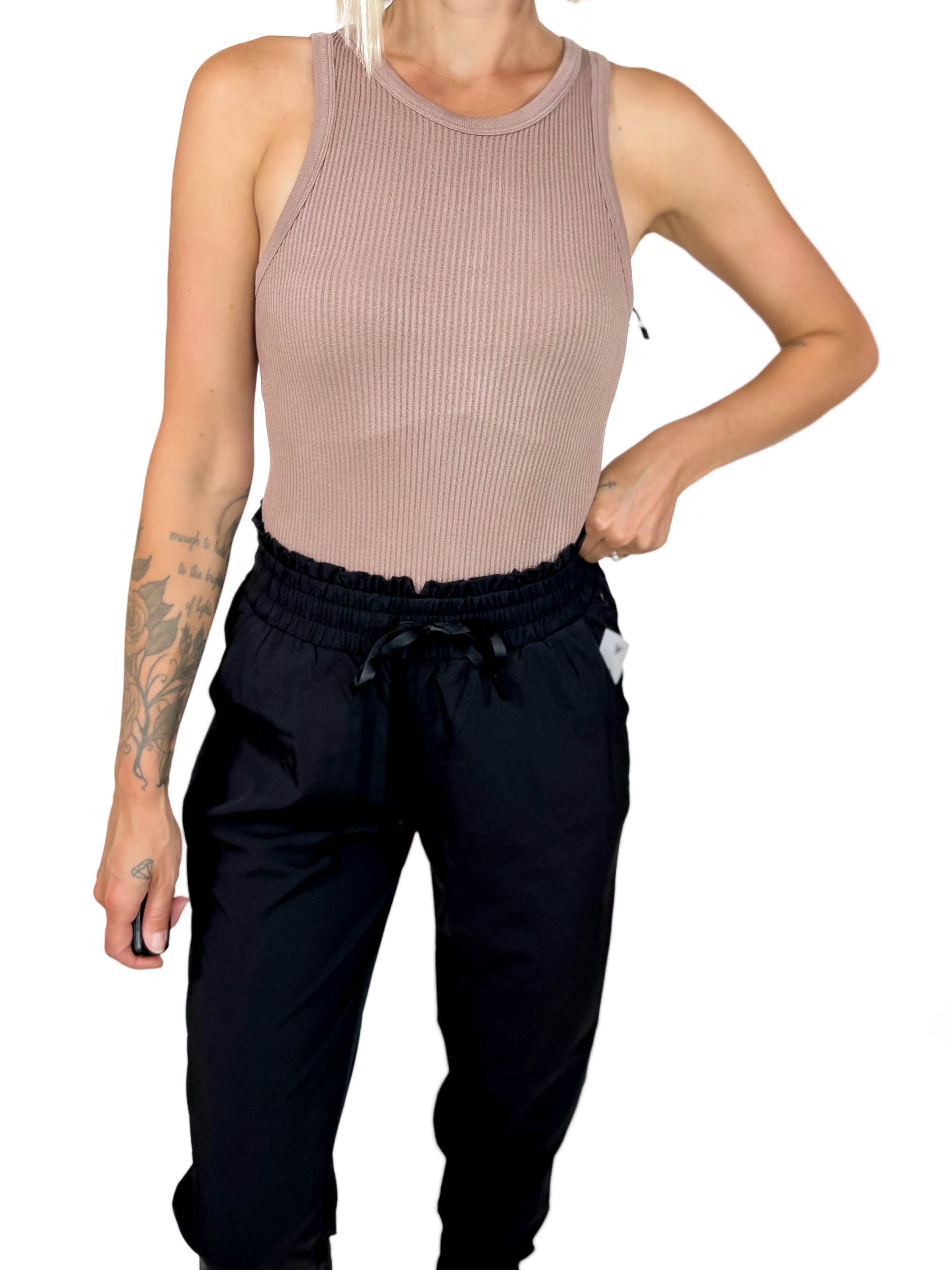 Essential Premium Ribbed Seamless Bodysuit- TAUPE-FINAL SALE