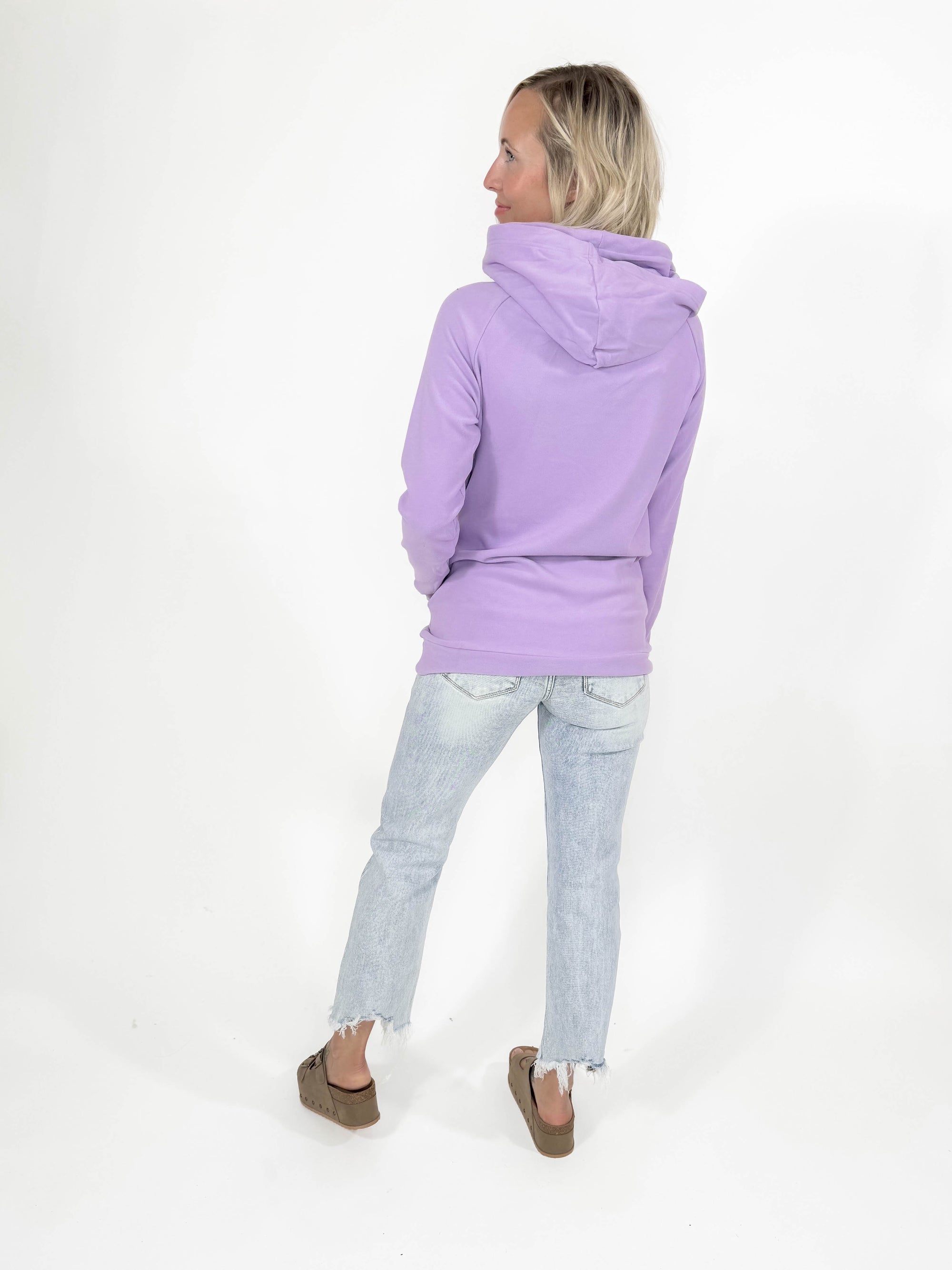 Ampersand Ave Performance Fleece Double Hood- LILAC-FINAL SALE