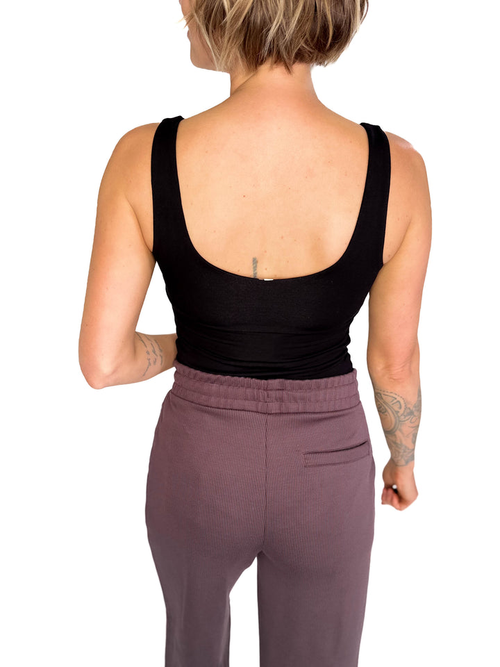 Lucy Scoop Neck Jersey Tank- BLACK-FINAL SALE