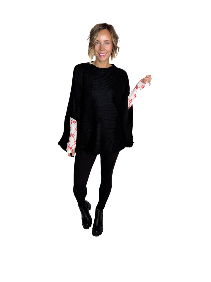 Meg Poncho Pullover- BLACK