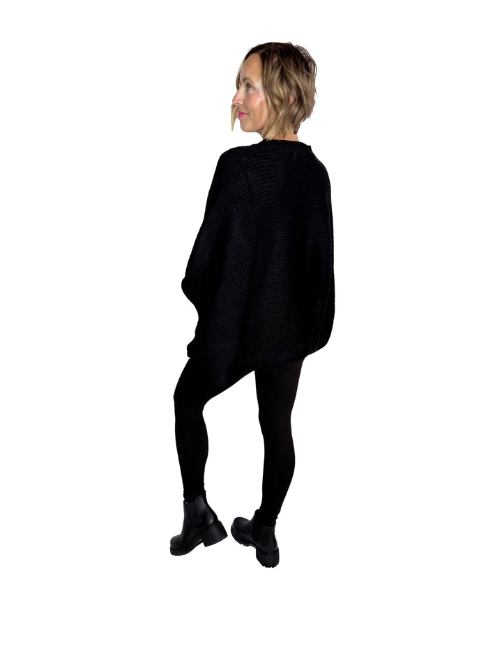 Meg Poncho Pullover- BLACK