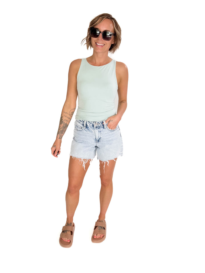 Ingrid Double Lined Boat Neck Knit Tank- SEAFOAM-FINAL SALE