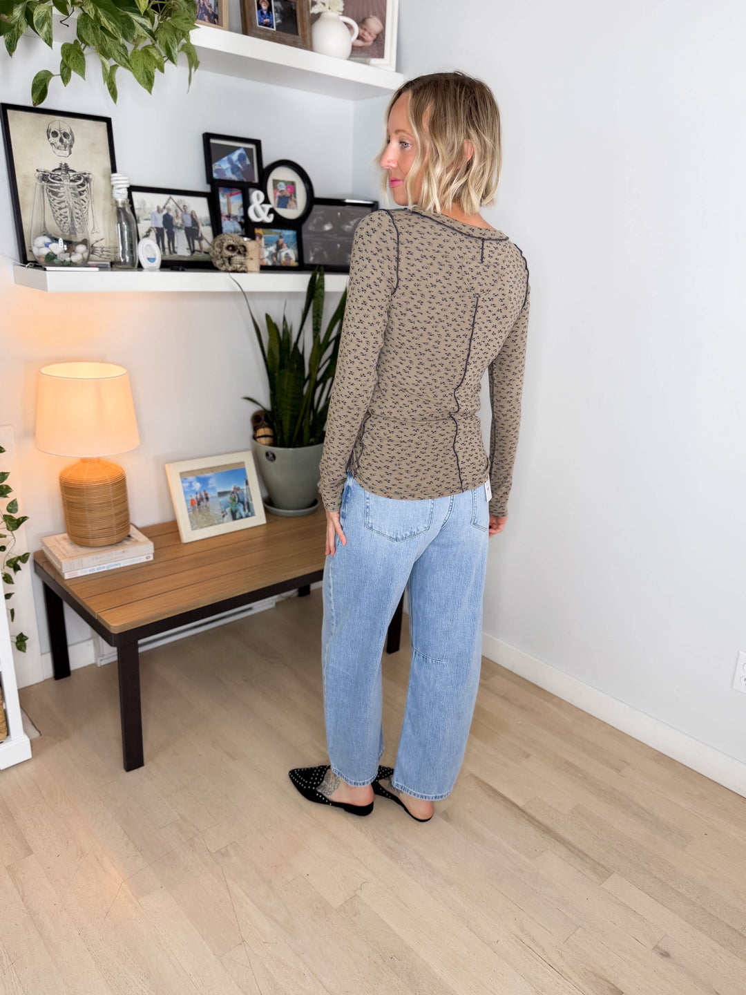 Kassandra Floral Long Sleeve- DARK MUSHROOM