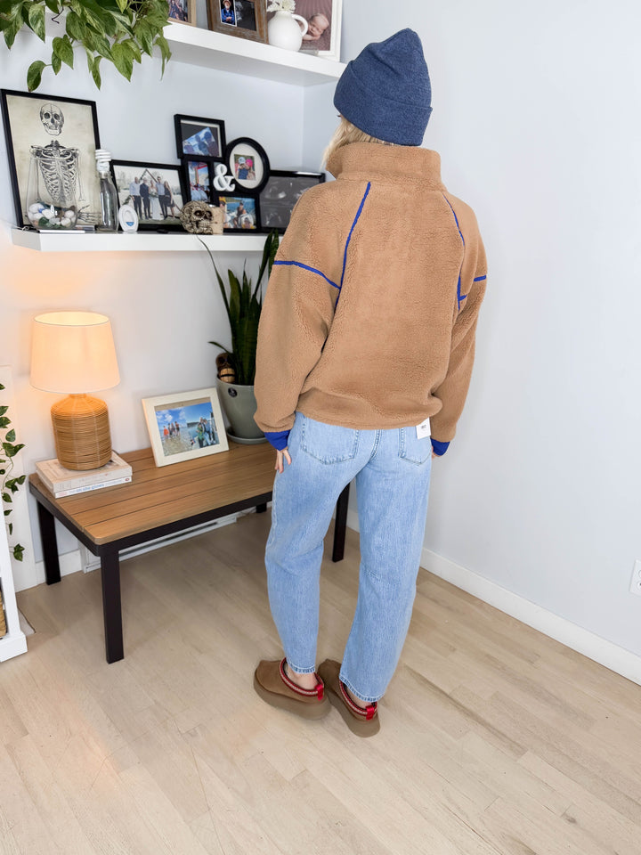 Raina Sherpa 1/2 Zip Pullover- CAMEL