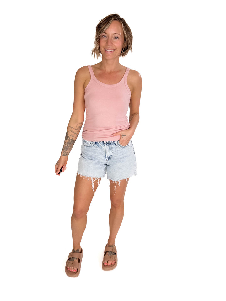 Salish Ribbed Basic Tank- BLUSH-FINAL SALE