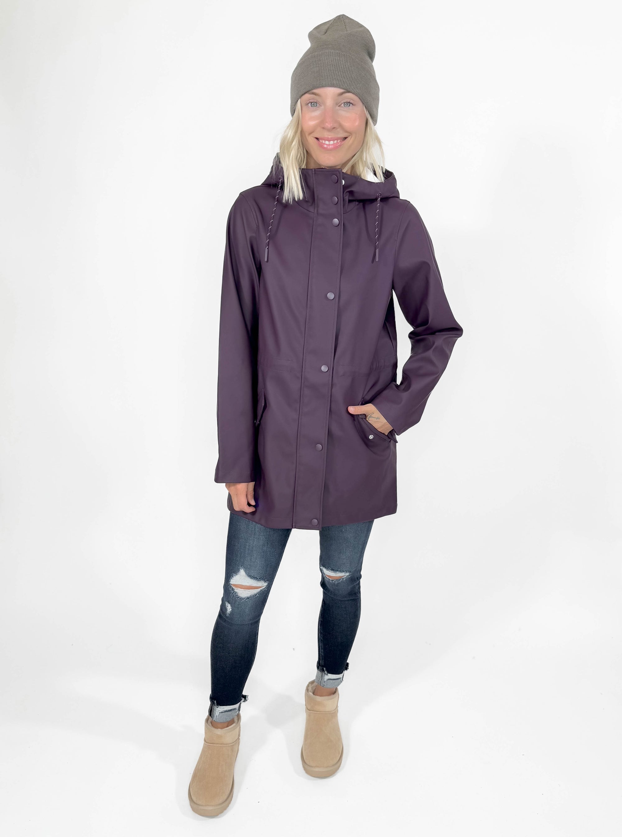 VERO MODA Sitka Rain Jacket- PLUM