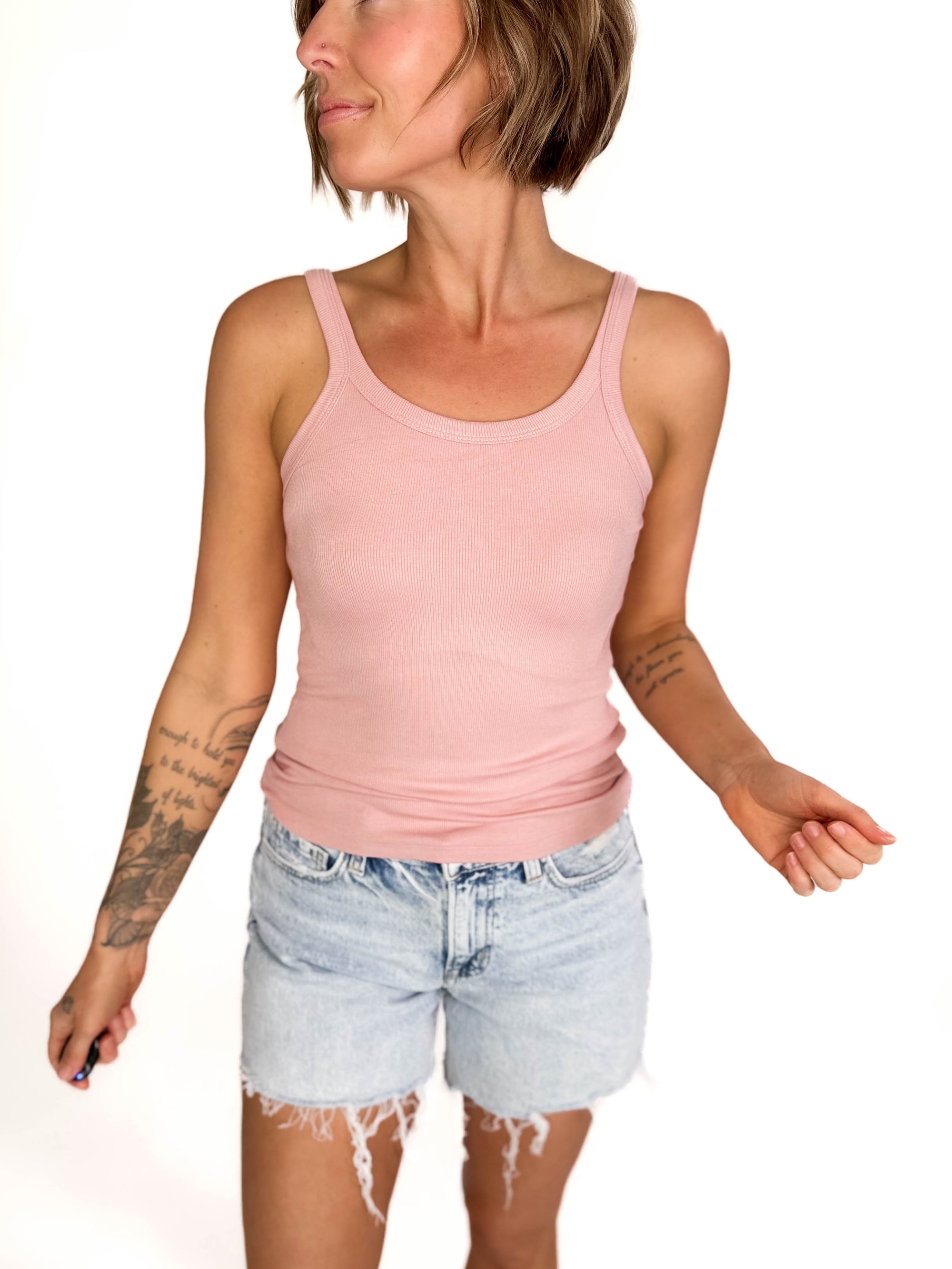 Salish Ribbed Basic Tank- BLUSH
