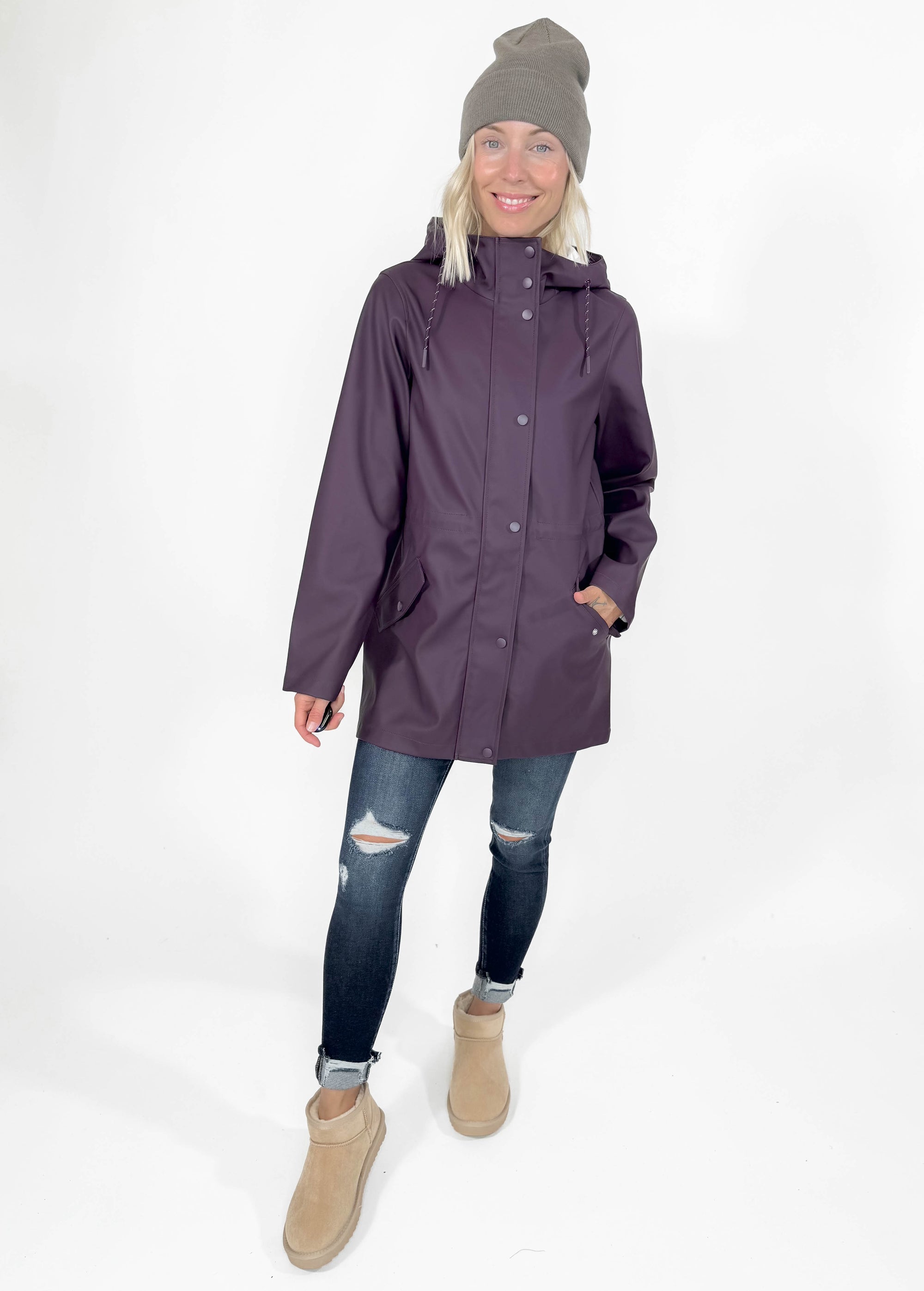 VERO MODA Sitka Rain Jacket- PLUM