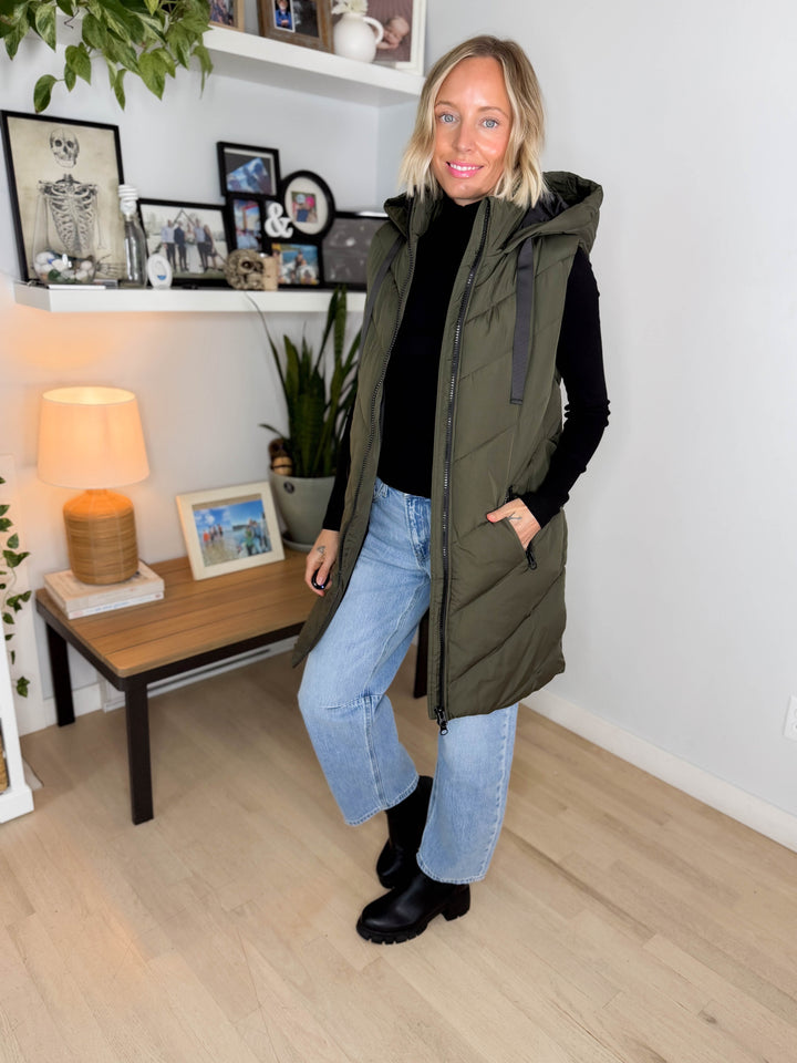 ONLY Skylar Hooded Vest- FOREST NIGHT