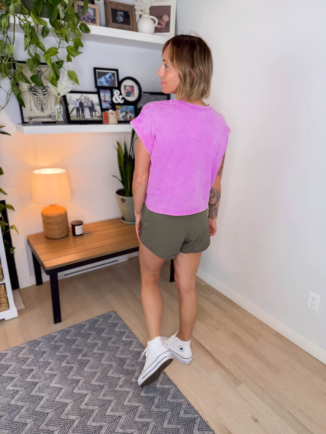 Karina Washed Cotton Tee- BRIGHT MAUVE
