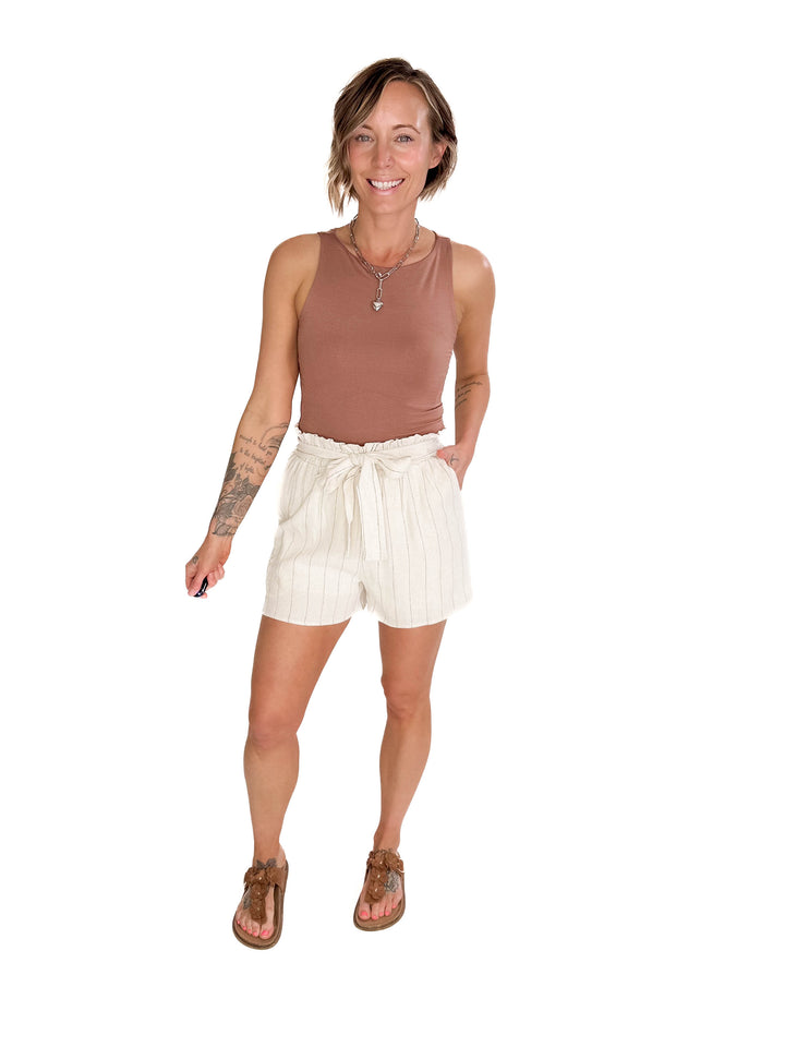 Ingrid Double Lined Boat Neck Knit Tank- MOCHA-FINAL SALE