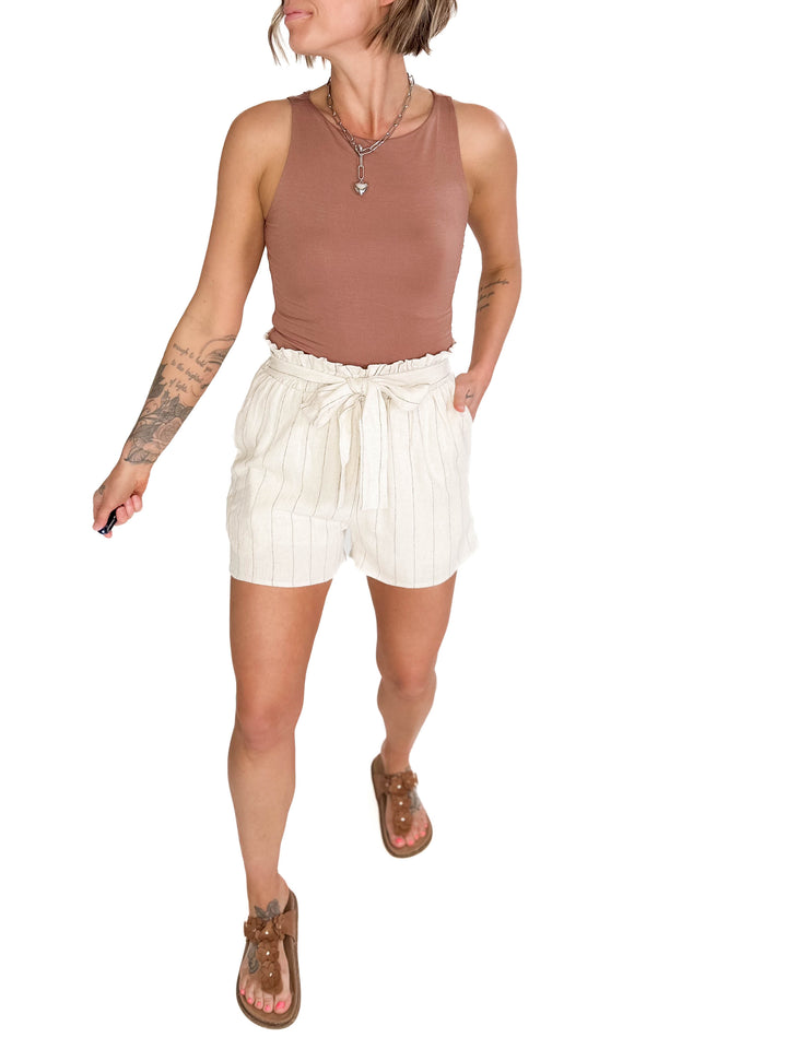 Ingrid Double Lined Boat Neck Knit Tank- MOCHA-FINAL SALE
