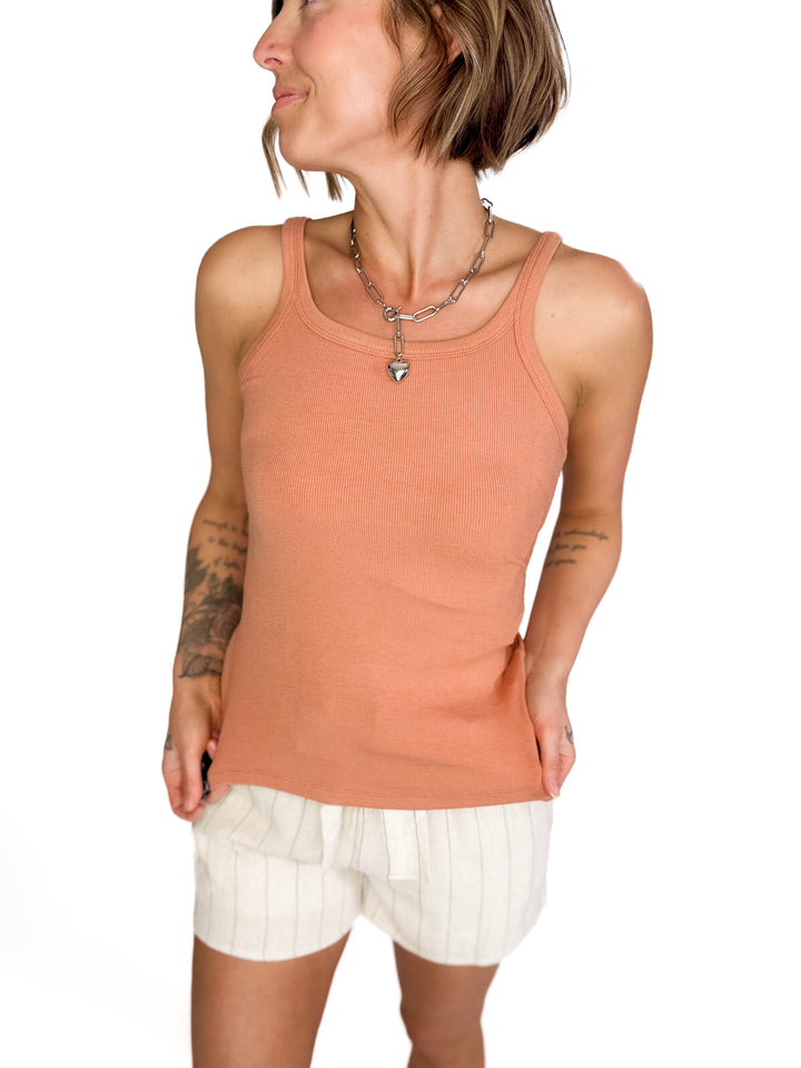 Salish Ribbed Basic Tank- GINGER-FINAL SALE