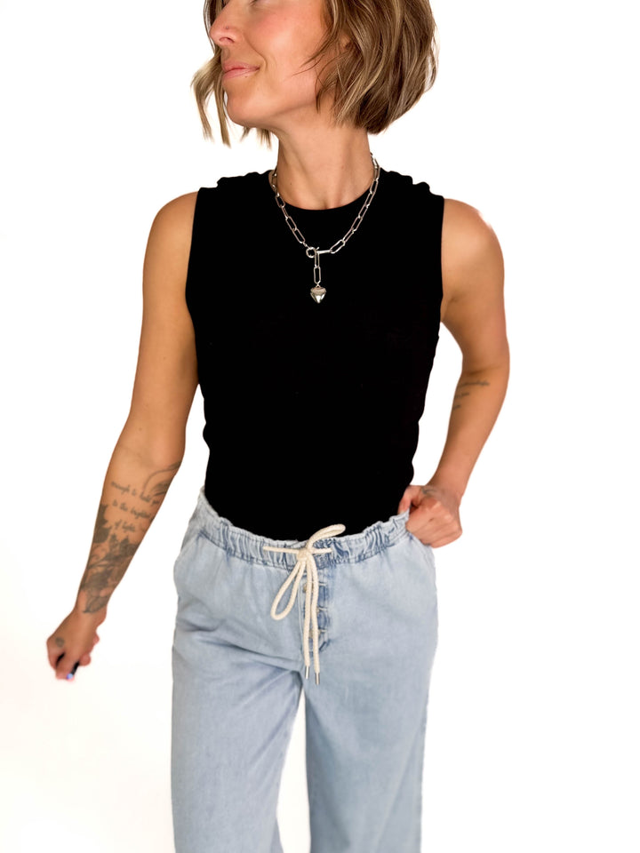 Shoreline Crewneck Tank- ONYX-FINAL SALE