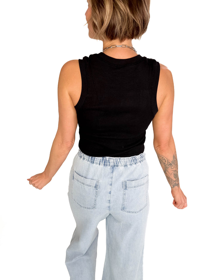Shoreline Crewneck Tank- ONYX-FINAL SALE