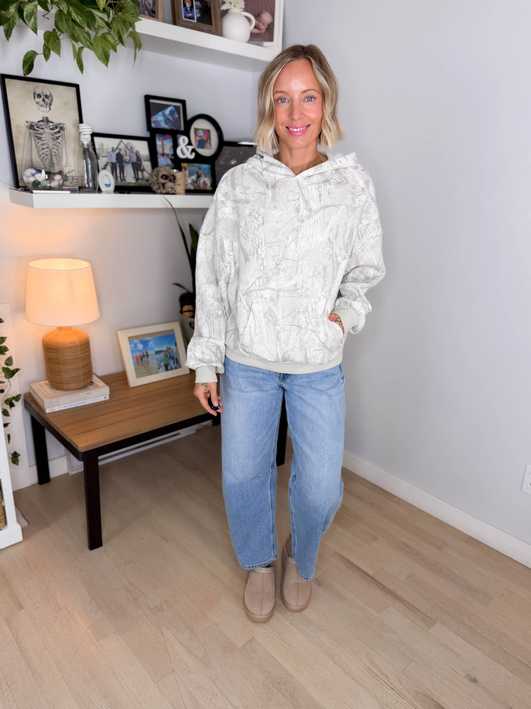 Britta Camo Fleece Hoodie- GRAY
