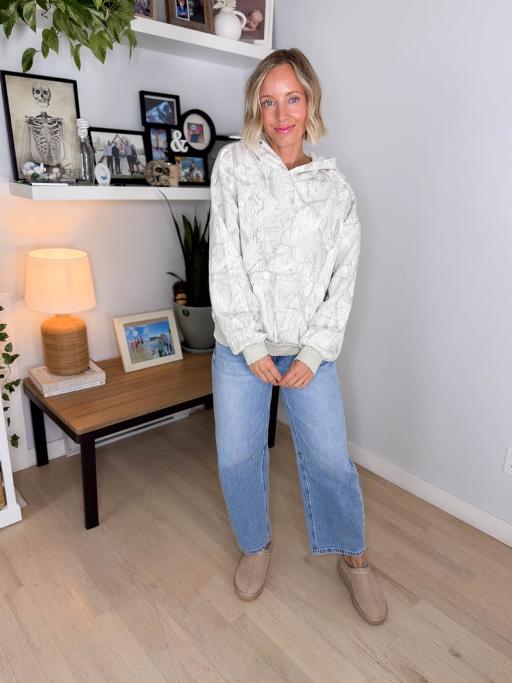 Britta Camo Fleece Hoodie- GRAY
