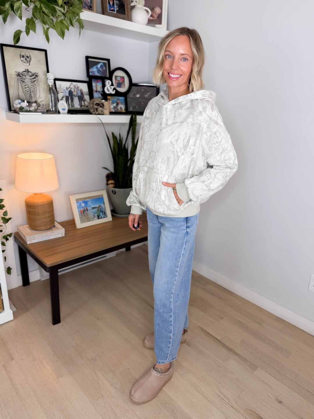 Britta Camo Fleece Hoodie- GRAY