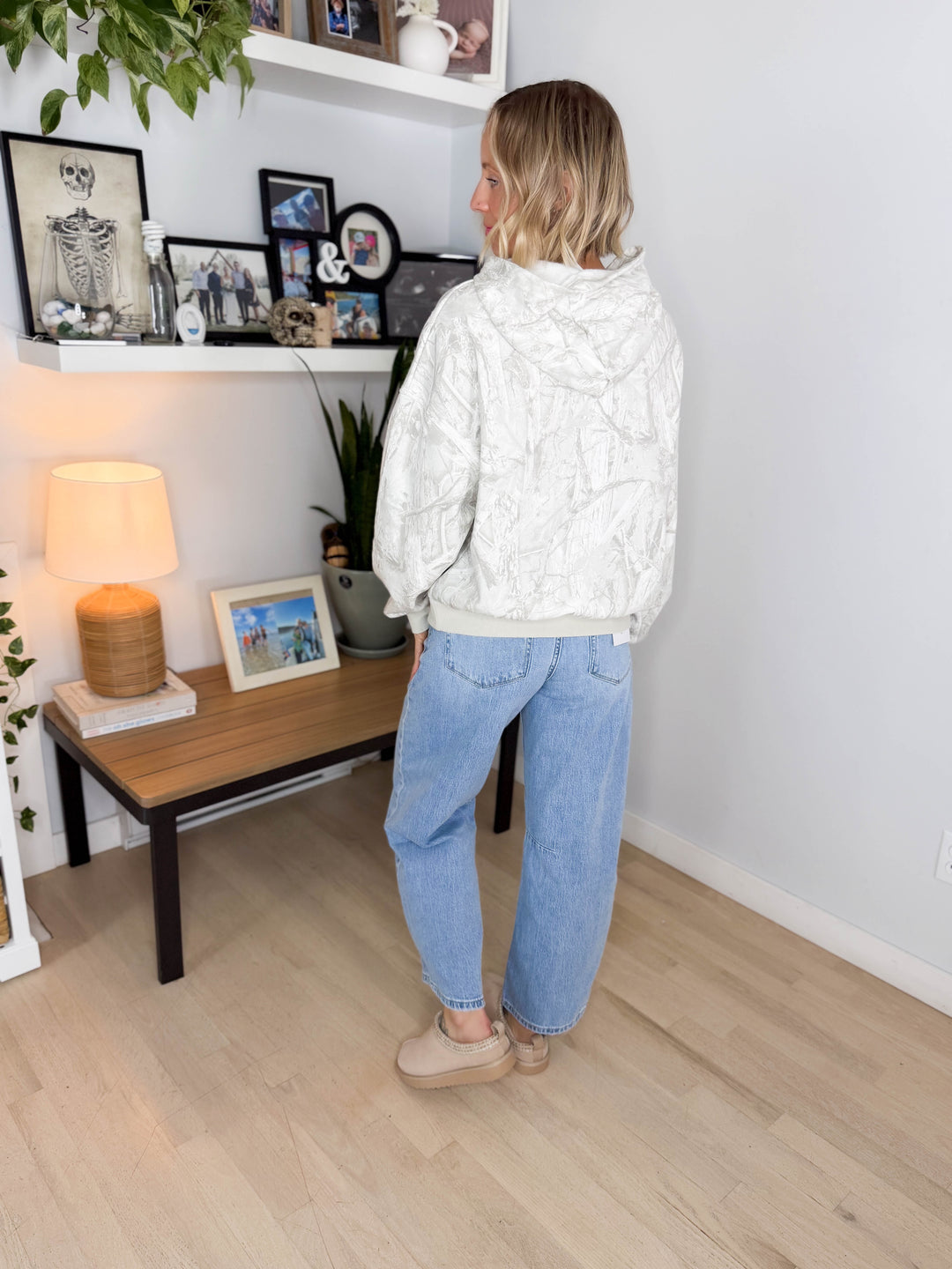 Britta Camo Fleece Hoodie- GRAY