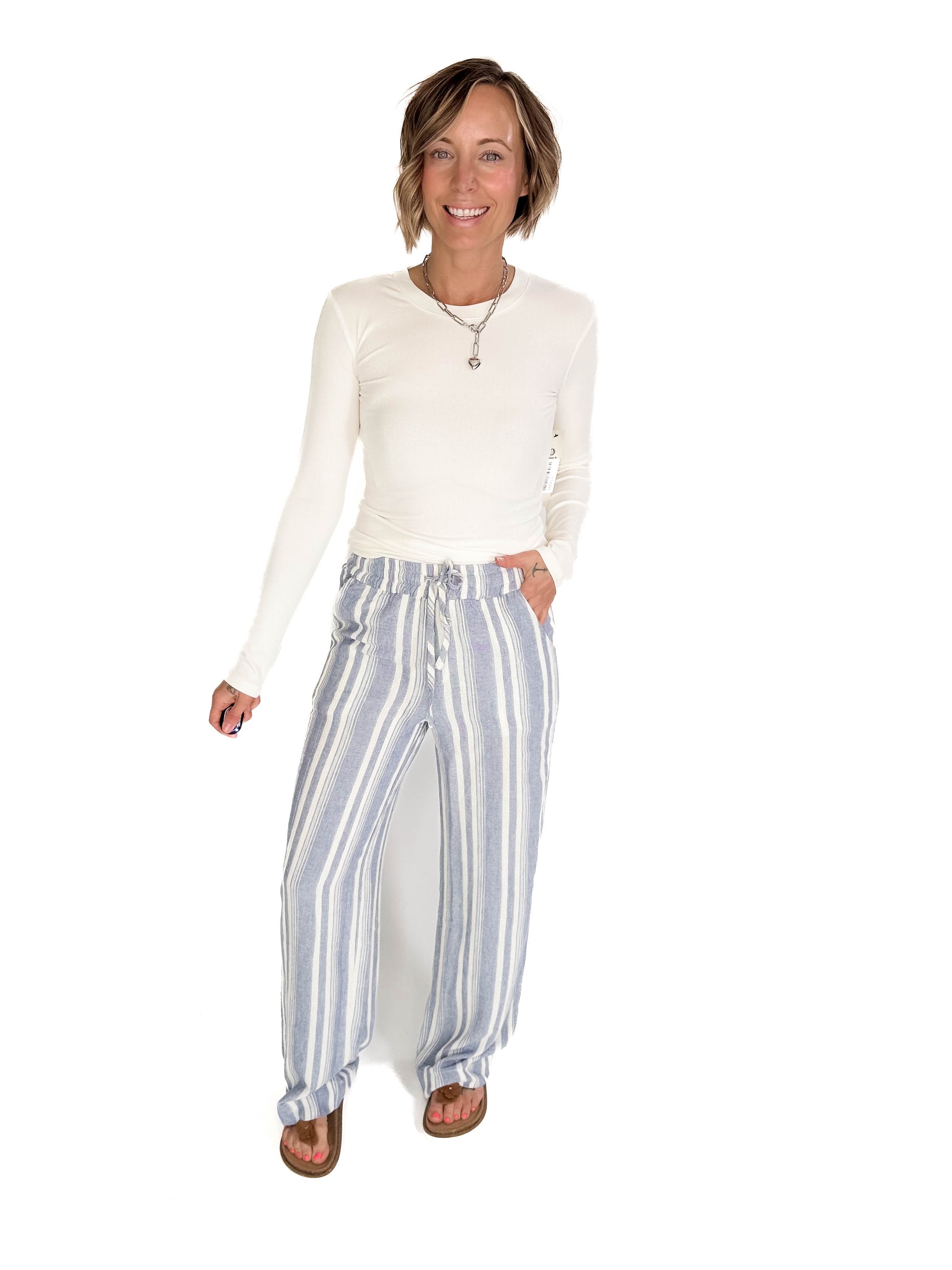 MONO B Linley Ribbed Scoop Neck- WHITE