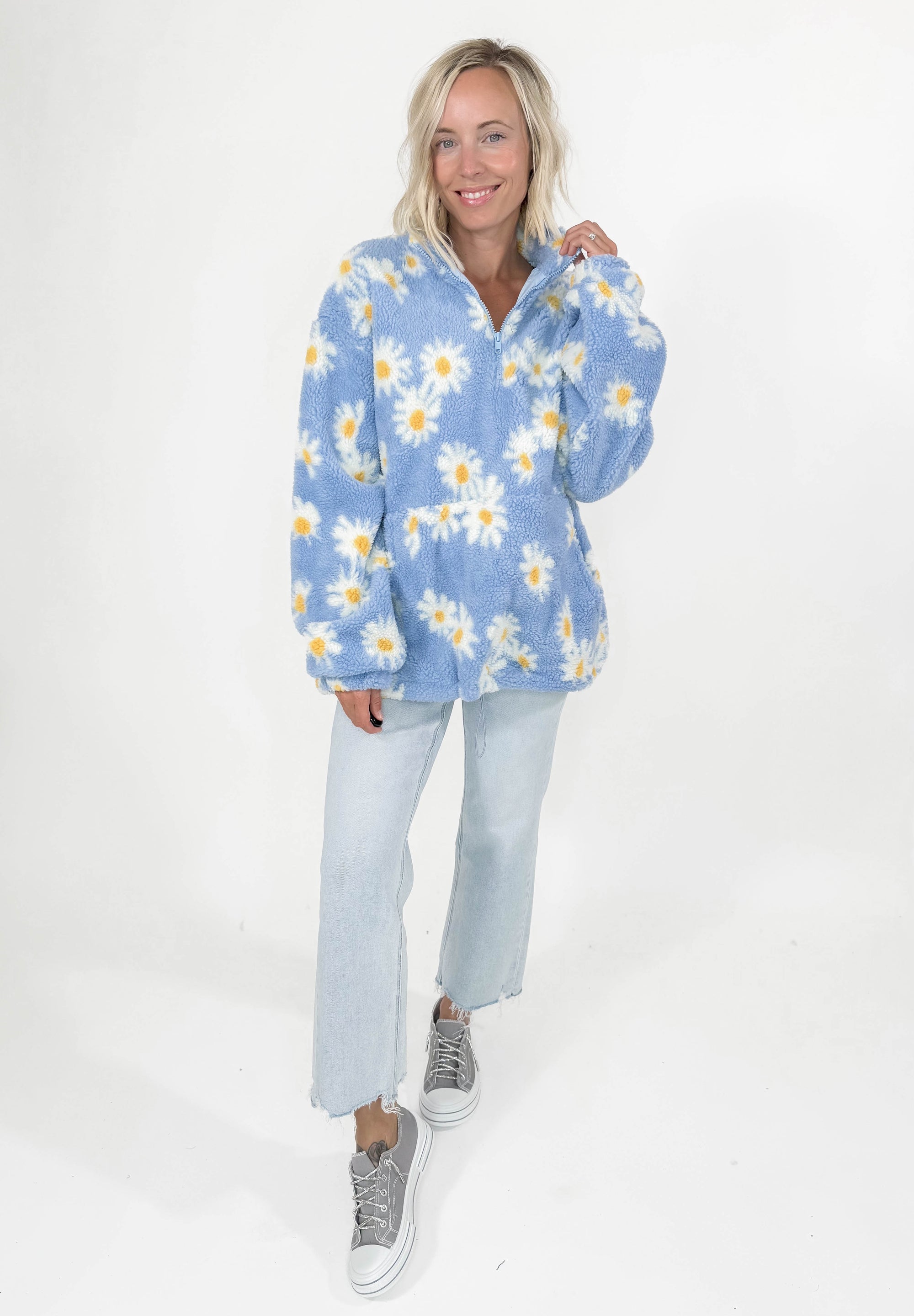 Cutesie Daisy Sherpa 1/2 Zip