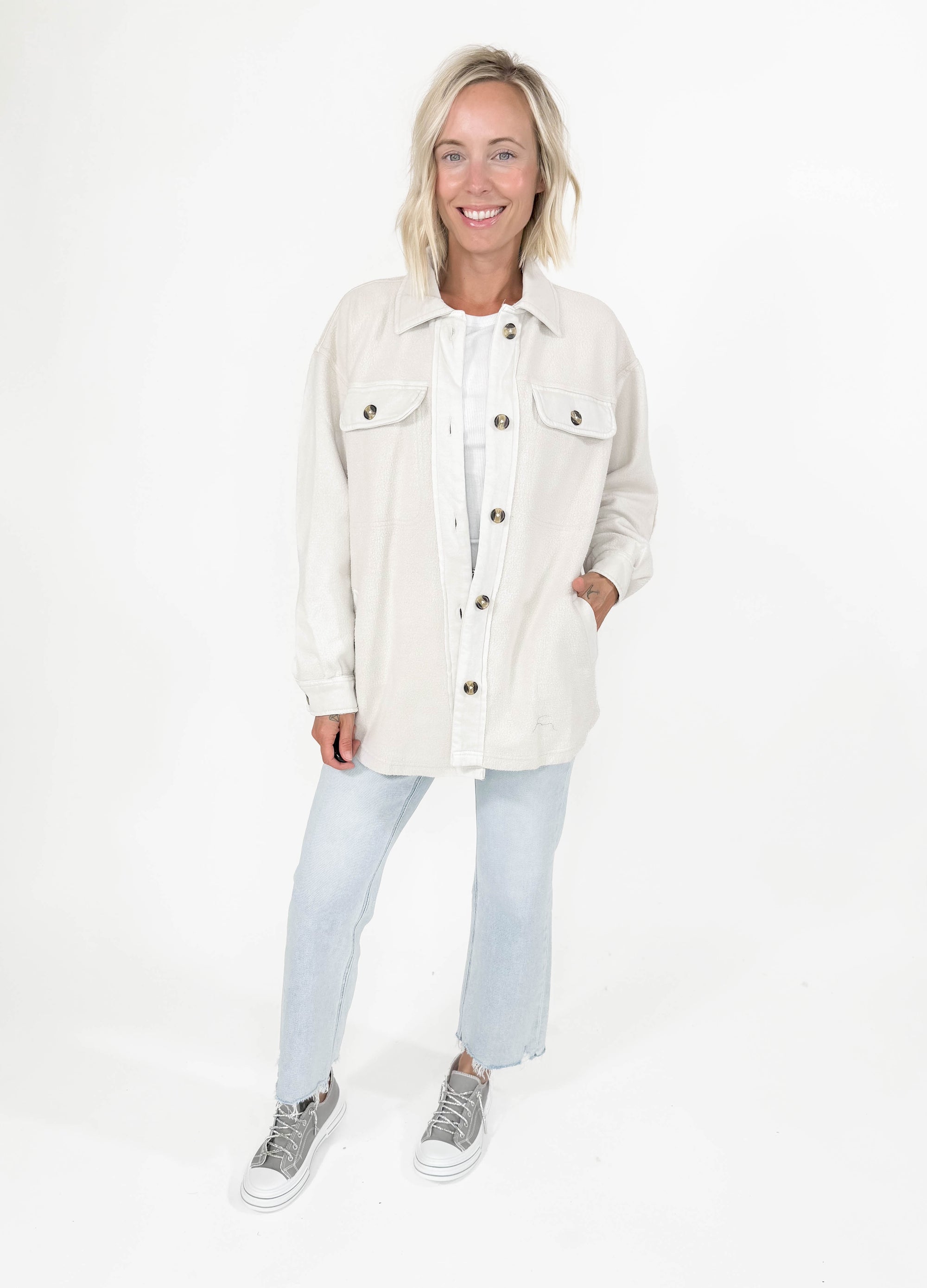 Blackcomb Washed Fleece Shacket-STONE-FINAL SALE