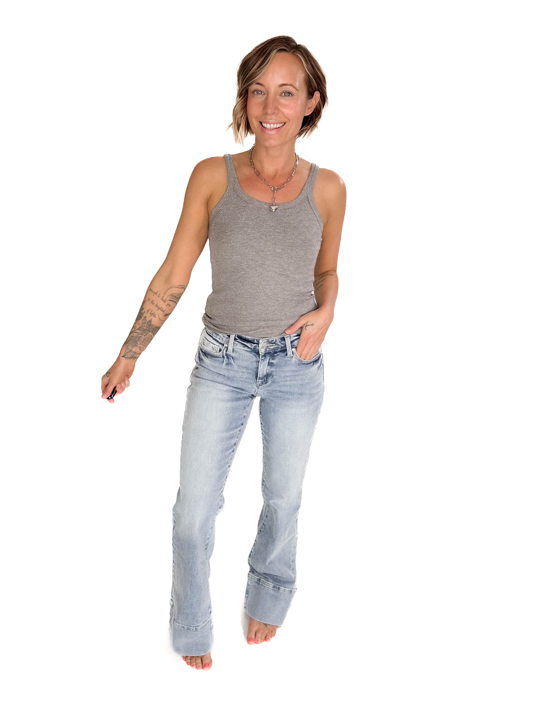 PETRA Aleka Mid Rise Wide Leg Jeans- LIGHT WASH-FINAL SALE