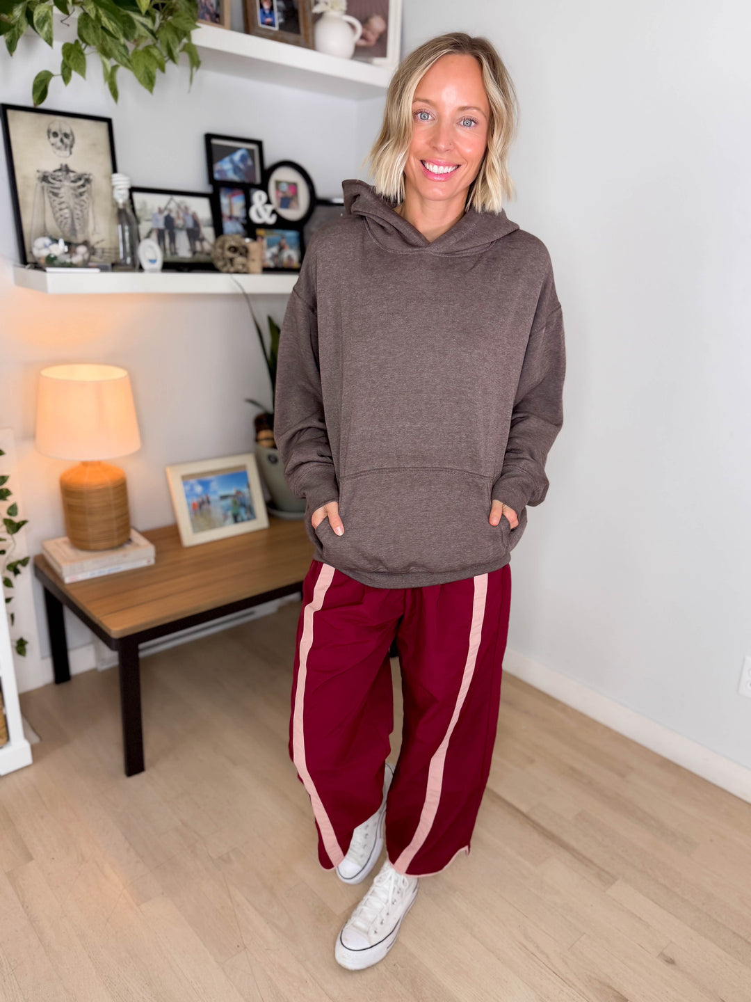 Mono B Burnout Bliss Fleece Hoodie- HEATHER COFFEE BEAN