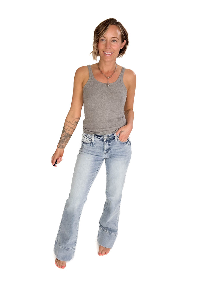 PETRA Aleka Mid Rise Wide Leg Jeans- LIGHT WASH-FINAL SALE