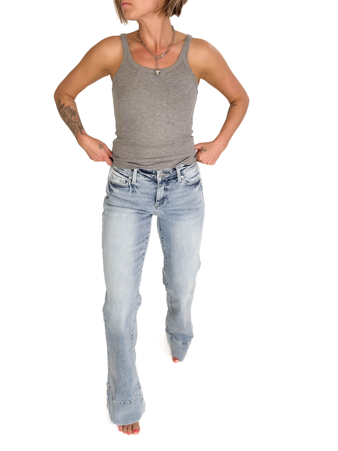 PETRA Aleka Mid Rise Wide Leg Jeans- LIGHT WASH-FINAL SALE