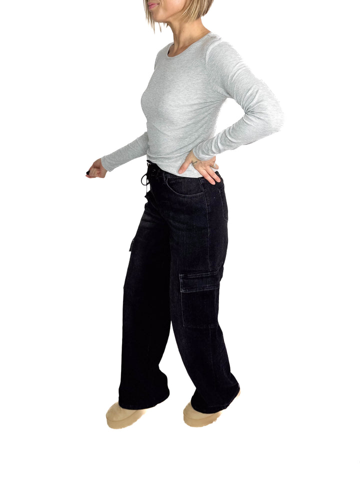 Tazz Drawstring Cargo Pant- BLACK