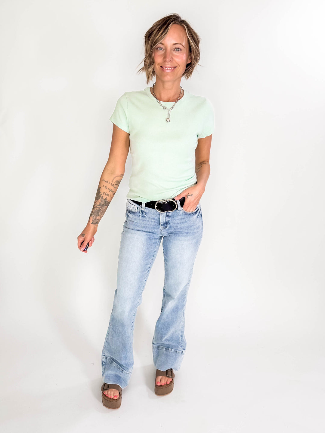 Della Ribbed Knit Top- MINT-FINAL SALE