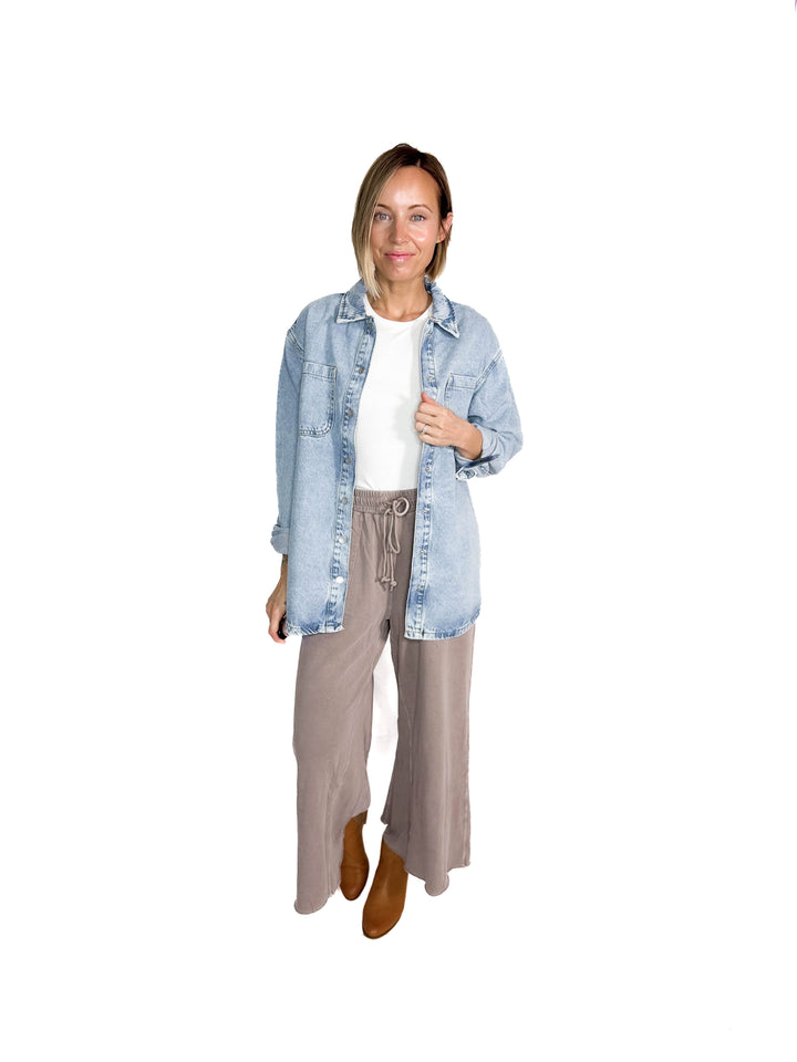 Haze Mineral Wash French Terry Pants- MOCHA MOUSSE