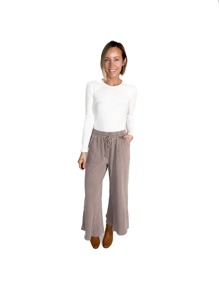 Haze Mineral Wash French Terry Pants- MOCHA MOUSSE