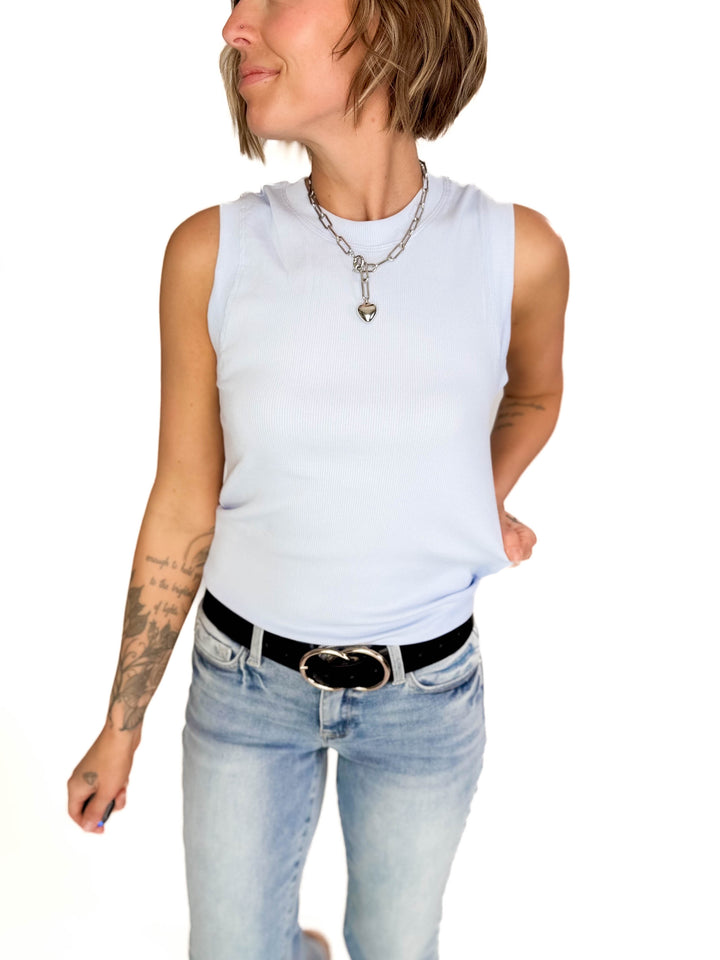 Shoreline Crewneck Tank- LIGHT BLUE-FINAL SALE