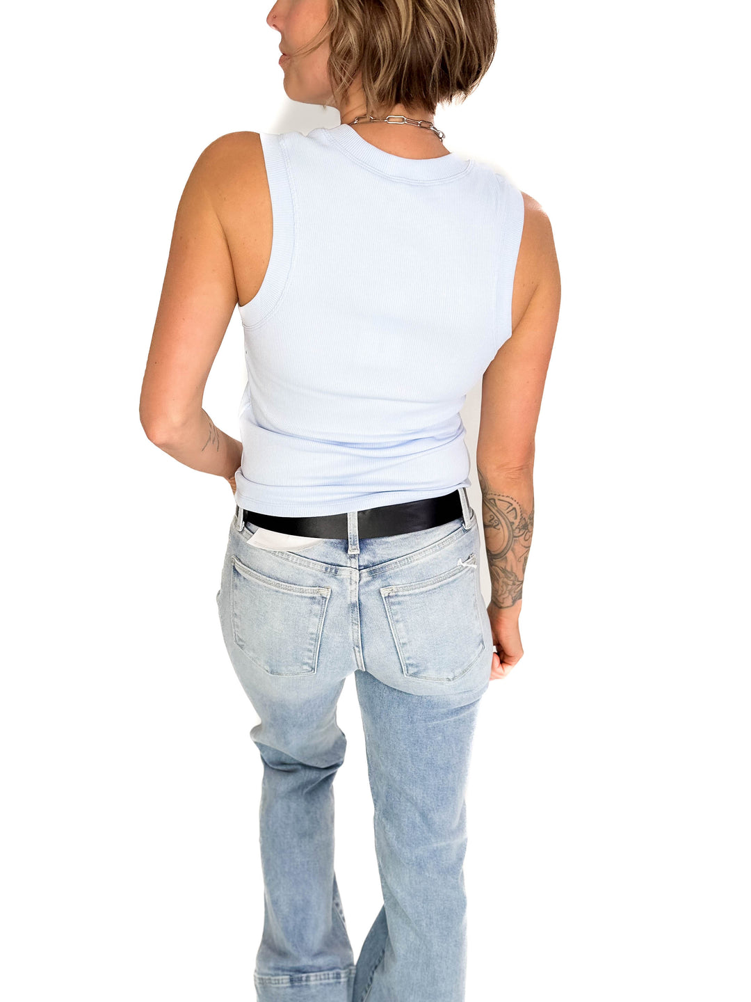 Shoreline Crewneck Tank- LIGHT BLUE-FINAL SALE
