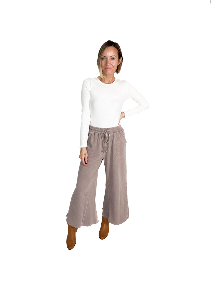 Haze Mineral Wash French Terry Pants- MOCHA MOUSSE