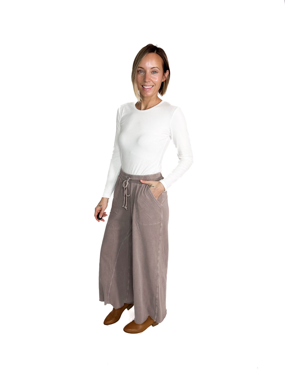 Haze Mineral Wash French Terry Pants- MOCHA MOUSSE